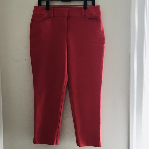 Ann Taylor Loft The Riviera Pant "Julie" Dark Red Crop Straight Leg Size 8 - Picture 1 of 5